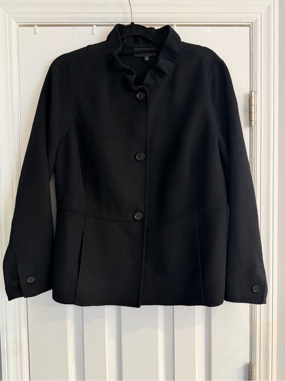 Talbots Women’s 12 Black Wool Ruffle Collar Jacket